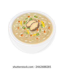 Vector Illustration logo Delicious Korean Rice porridge with abalone Jeonbokjuk 