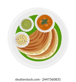 Vector illustration logo delicious Masala dosa on banana leaf