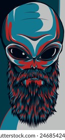 Vector illustration logo design of Alien with beard