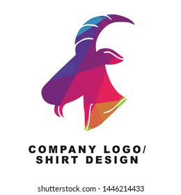 Vector Illustration Logo Design of Animal Goat with Geometry Polygon Rainbow Color. Graphic Design for Shirt, Background, Template, Layout, Website, Mobile App and More.