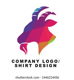 Vector Illustration Logo Design of Animal Goat with Geometry Polygon Rainbow Color. Graphic Design for Shirt, Background, Template, Layout, Website, Mobile App and More.
