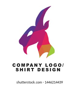 Vector Illustration Logo Design of Animal Goat with Geometry Polygon Rainbow Color. Graphic Design for Shirt, Background, Template, Layout, Website, Mobile App and More.