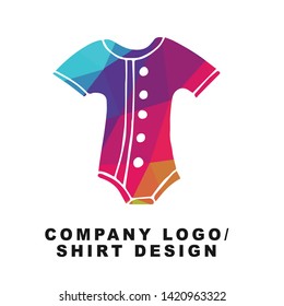 Vector Illustration Logo Design of Baby Clothes with Geometry Polygon Rainbow Color. Graphic Design for Shirt, Background, Template, Layout, Website, Mobile App and More.