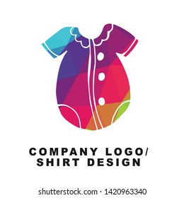 Vector Illustration Logo Design of Baby Clothes with Geometry Polygon Rainbow Color. Graphic Design for Shirt, Background, Template, Layout, Website, Mobile App and More.