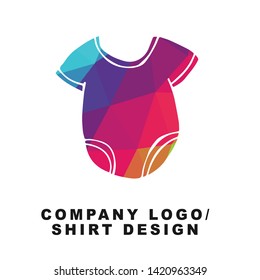 Vector Illustration Logo Design of Baby Clothes with Geometry Polygon Rainbow Color. Graphic Design for Shirt, Background, Template, Layout, Website, Mobile App and More.