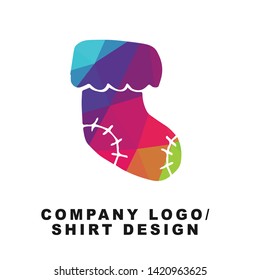 Vector Illustration Logo Design of Baby Socks with Geometry Polygon Rainbow Color. Graphic Design for Shirt, Background, Template, Layout, Website, Mobile App and More.