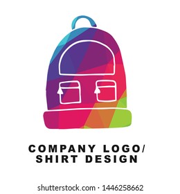 Vector Illustration Logo Design of Back To School Bag with Geometry Polygon Rainbow Color. Graphic Design for Shirt, Background, Template, Layout, Website, Mobile App and More.