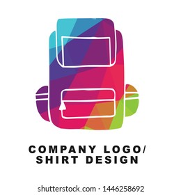 Vector Illustration Logo Design of Back To School Bag with Geometry Polygon Rainbow Color. Graphic Design for Shirt, Background, Template, Layout, Website, Mobile App and More.