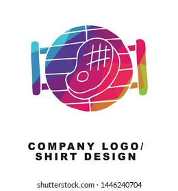 Vector Illustration Logo Design of Barbecue or Grill Party with Geometry Polygon Rainbow Color. Graphic Design for Shirt, Background, Template, Layout, Website, Mobile App and More.