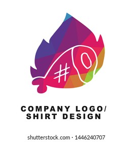 Vector Illustration Logo Design of Barbecue or Grill Party with Geometry Polygon Rainbow Color. Graphic Design for Shirt, Background, Template, Layout, Website, Mobile App and More.