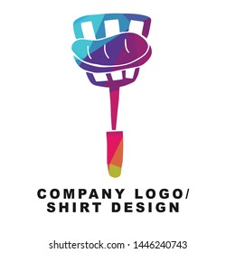 Vector Illustration Logo Design of Barbecue or Grill Party with Geometry Polygon Rainbow Color. Graphic Design for Shirt, Background, Template, Layout, Website, Mobile App and More.