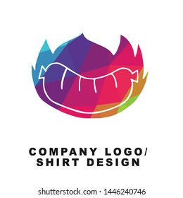 Vector Illustration Logo Design of Barbecue or Grill Party with Geometry Polygon Rainbow Color. Graphic Design for Shirt, Background, Template, Layout, Website, Mobile App and More.