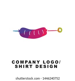 Vector Illustration Logo Design of Barbecue or Grill Party with Geometry Polygon Rainbow Color. Graphic Design for Shirt, Background, Template, Layout, Website, Mobile App and More.