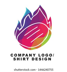 Vector Illustration Logo Design of Barbecue or Grill Party with Geometry Polygon Rainbow Color. Graphic Design for Shirt, Background, Template, Layout, Website, Mobile App and More.