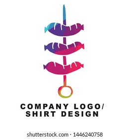 Vector Illustration Logo Design of Barbecue or Grill Party with Geometry Polygon Rainbow Color. Graphic Design for Shirt, Background, Template, Layout, Website, Mobile App and More.
