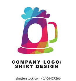 Vector Illustration Logo Design of Beer Drinks with Geometry Polygon Rainbow Color. Graphic Design for Shirt, Apparel, Template, Layout, Website, Mobile App and More.