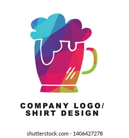 Vector Illustration Logo Design of Beer Drinks with Geometry Polygon Rainbow Color. Graphic Design for Shirt, Apparel, Template, Layout, Website, Mobile App and More.
