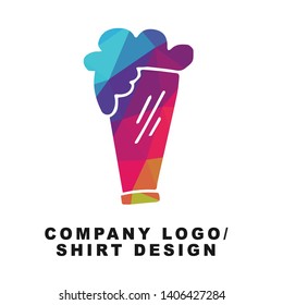 Vector Illustration Logo Design of Beer Drinks with Geometry Polygon Rainbow Color. Graphic Design for Shirt, Apparel, Template, Layout, Website, Mobile App and More.