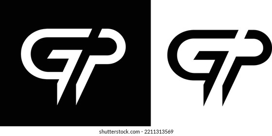 Vector illustration logo design and black-and-white creative "GP" letter symbol design