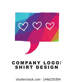 Vector Illustration Logo Design of Bubble Message or Chat with Geometry Polygon Rainbow Color. Graphic Design for Shirt, Background, Template, Layout, Website, Mobile App and More.