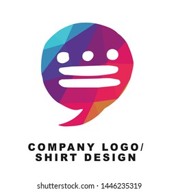 Vector Illustration Logo Design of Bubble Message or Chat with Geometry Polygon Rainbow Color. Graphic Design for Shirt, Background, Template, Layout, Website, Mobile App and More.
