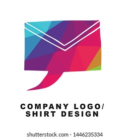 Vector Illustration Logo Design of Bubble Message or Chat with Geometry Polygon Rainbow Color. Graphic Design for Shirt, Background, Template, Layout, Website, Mobile App and More.