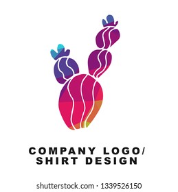 Vector Illustration Logo Design of Cactus Plant with Geometry Polygon Rainbow Color. Graphic Design for Shirt, Apparel, Template, Layout, Website, Mobile App and More. 