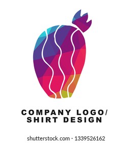 Vector Illustration Logo Design of Cactus Plant with Geometry Polygon Rainbow Color. Graphic Design for Shirt, Apparel, Template, Layout, Website, Mobile App and More. 