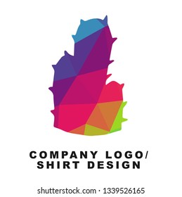 Vector Illustration Logo Design of Cactus Plant with Geometry Polygon Rainbow Color. Graphic Design for Shirt, Apparel, Template, Layout, Website, Mobile App and More. 