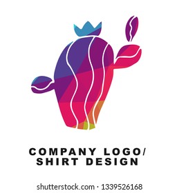 Vector Illustration Logo Design of Cactus Plant with Geometry Polygon Rainbow Color. Graphic Design for Shirt, Apparel, Template, Layout, Website, Mobile App and More. 