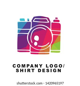 Vector Illustration Logo Design of Camera Photography with Geometry Polygon Rainbow Color. Graphic Design for Shirt, Background, Template, Layout, Website, Mobile App and More.