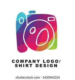 Vector Illustration Logo Design of Camera Photography with Geometry Polygon Rainbow Color. Graphic Design for Shirt, Background, Template, Layout, Website, Mobile App and More.