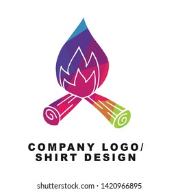 Vector Illustration Logo Design of Camp Fire or Bonfire with Geometry Polygon Rainbow Color. Graphic Design for Shirt, Background, Template, Layout, Website, Mobile App and More.