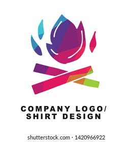 Vector Illustration Logo Design of Camp Fire or Bonfire with Geometry Polygon Rainbow Color. Graphic Design for Shirt, Background, Template, Layout, Website, Mobile App and More.
