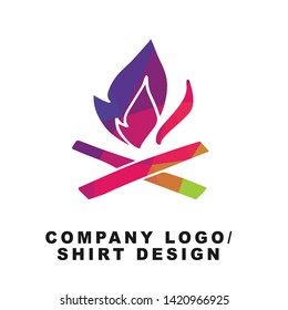 Vector Illustration Logo Design of Camp Fire or Bonfire with Geometry Polygon Rainbow Color. Graphic Design for Shirt, Background, Template, Layout, Website, Mobile App and More.