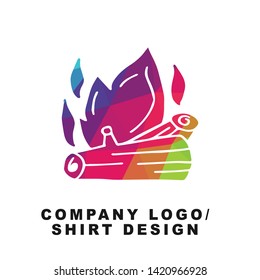 Vector Illustration Logo Design of Camp Fire or Bonfire with Geometry Polygon Rainbow Color. Graphic Design for Shirt, Background, Template, Layout, Website, Mobile App and More.