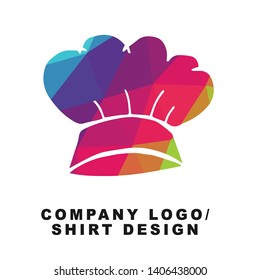 Vector Illustration Logo Design of Chef Hat with Geometry Polygon Rainbow Color. Graphic Design for Shirt, Apparel, Template, Layout, Website, Mobile App and More.