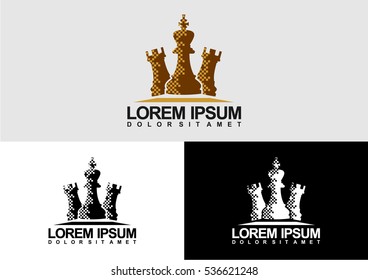Vector illustration of logo design for a chess companies or a chess player. Flat design.