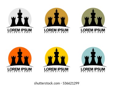 Vector illustration of logo design for a chess companies or a chess player. Flat design.