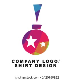 Vector Illustration Logo Design of Christmas Balls Decoration with Geometry Polygon Rainbow Color. Graphic Design for Shirt, Background, Template, Layout, Website, Mobile App and More.