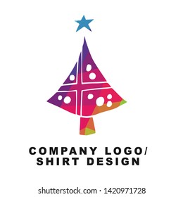 Vector Illustration Logo Design of Christmas Pine Tree with Geometry Polygon Rainbow Color. Graphic Design for Shirt, Background, Template, Layout, Website, Mobile App and More.