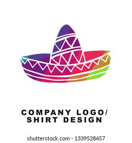 Vector Illustration Logo Design of Cinco De Mayo Hat with Geometry Polygon Rainbow Color. Graphic Design for Shirt, Apparel, Template, Layout, Website, Mobile App and More. 