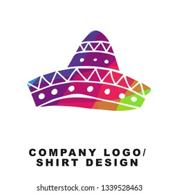 Vector Illustration Logo Design of Cinco De Mayo Hat with Geometry Polygon Rainbow Color. Graphic Design for Shirt, Apparel, Template, Layout, Website, Mobile App and More. 