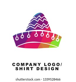 Vector Illustration Logo Design of Cinco De Mayo Hat with Geometry Polygon Rainbow Color. Graphic Design for Shirt, Apparel, Template, Layout, Website, Mobile App and More. 