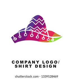 Vector Illustration Logo Design of Cinco De Mayo Hat with Geometry Polygon Rainbow Color. Graphic Design for Shirt, Apparel, Template, Layout, Website, Mobile App and More. 