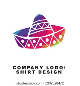 Vector Illustration Logo Design of Cinco De Mayo Hat with Geometry Polygon Rainbow Color. Graphic Design for Shirt, Apparel, Template, Layout, Website, Mobile App and More. 