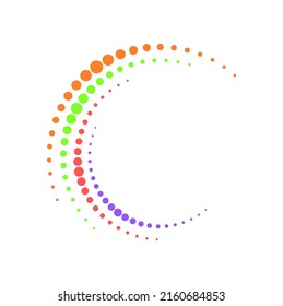 Ilustración vectorial del diseño del logotipo con puntos de círculo sobre fondo blanco.