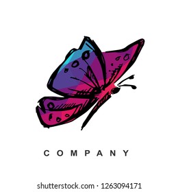 Vector Illustration Logo Design of Computer Technology with Geometry Polygon Rainbow Color. Hand Drawn and Doodle. 