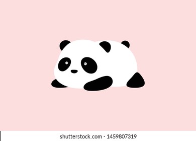 Vector Illustration / Logo Design - Cute funny fat cartoon giant panda bear lies on the ground