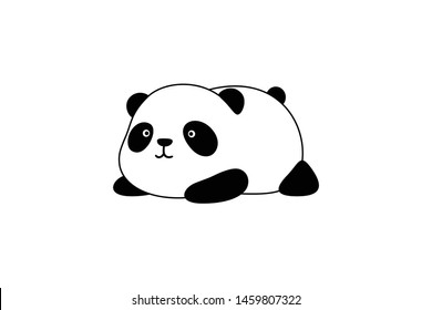 Vector Illustration / Logo Design - Cute funny fat cartoon giant panda bear lies on the ground